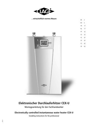 Elektronischer Durchlauferhitzer CEX-U - Clage GmbH
