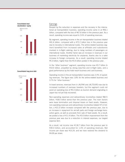 Annual Report 2005 (60 pages / 1.3MB) - JAL | JAPAN AIRLINES