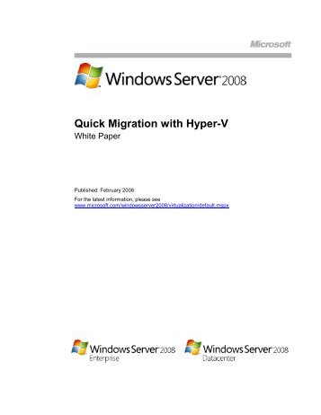 Quick Migration with Hyper-V - Computerworld