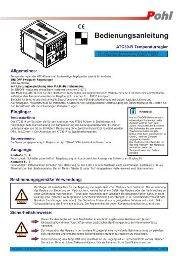 Bedienungsanleitung - Pohltechnik