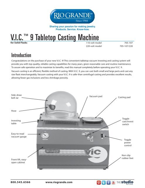 Rio Vacuum Casting and Investing Machine