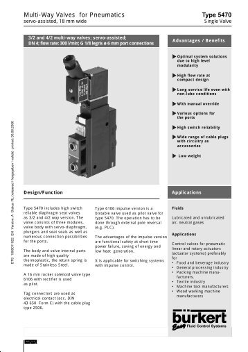 Type 5470 Multi-Way Valves for Pneumatics - Burkert