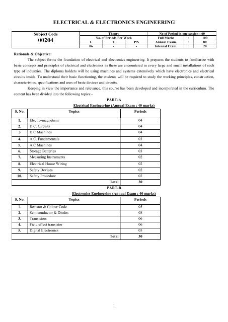 Electrical & Electronics Engineering - SBTE Home Page