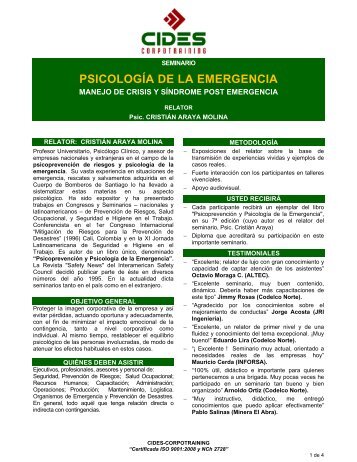 PSICOLOGÍA DE LA EMERGENCIA - CIDES Corpotraining
