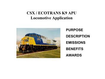 CSX / ECOTRANS K9 APU Locomotive Application - infoHouse