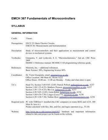 EMCH 367 Fundamentals of Microcontrollers - Mechanical ...