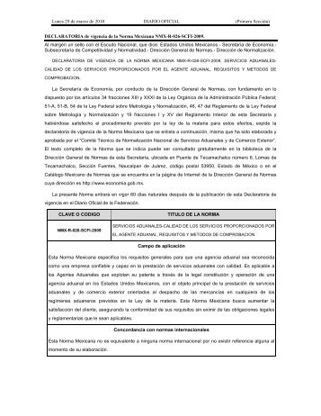 DECLARATORIA de vigencia de la Norma Mexicana NMX-R-026 ...