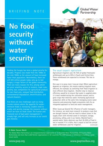 No food security without water security - Global Water Partnership