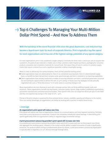 Top 6 Challenges To Managing Your Multi-Million ... - Williams Lea