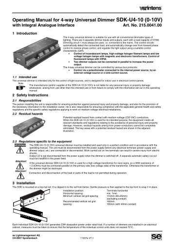 Operating Manual for 4-way Universal Dimmer SDK-U4-10 (0-10V)