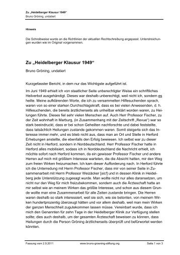 Heidelberger Klausur 1949 - Bruno GrÃ¶ning Stiftung