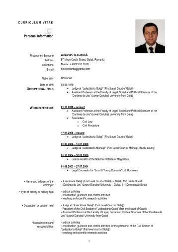 CURRICULUM VITAE - Facultatea de Drept