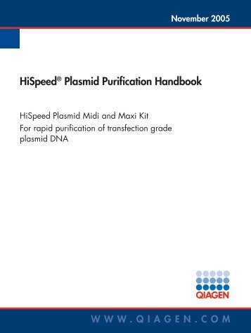 HiSpeed Plasmid Purification Handbook - Kirschner Lab