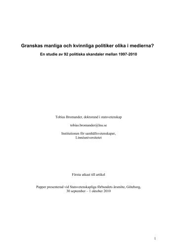 Granskas manliga och kvinnliga politiker olika i medierna?