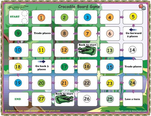 Crocodile Board Game - Math for Children