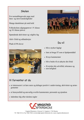 Du vil Skolen Vi forventer at du - Vrigsted Efterskole