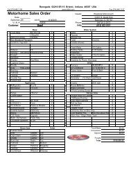 Motorhome Sales Order - Westside Motorcoach