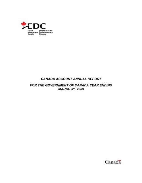 Canada Account Annual Report 2008-2009 - EDC