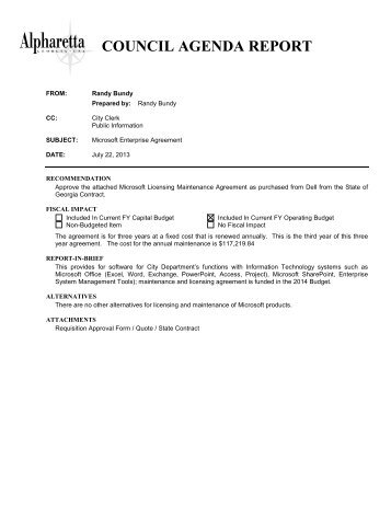 ITEM VIIA-1 - Microsoft Enterprise Agreement.pdf - City of Alpharetta