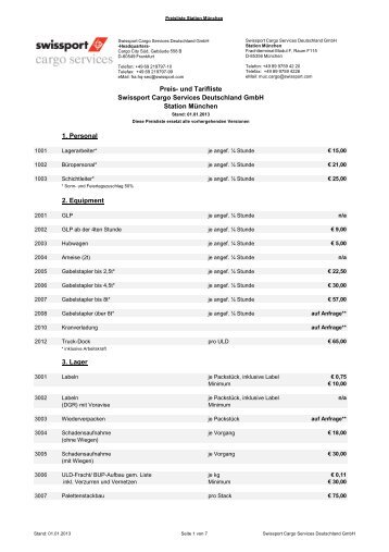 Preisliste 01-01-2013 Deutschland_Station MUC - Swissport