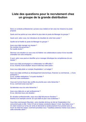 Questionnaire embauche Groupe grande distib. - UniversitÃ© Lille 2 ...