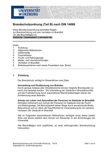 Brandschutzordnung Teil B - UniversitÃ¤t WÃ¼rzburg