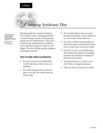 Dumping Syndrome Diet - Ochsner.org