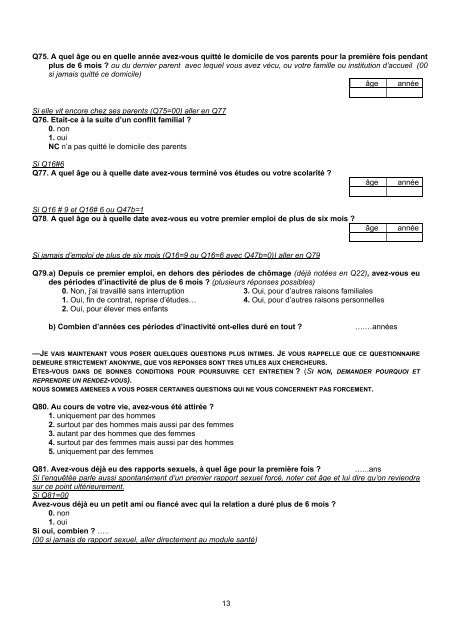 QUESTIONNAIRE ENVEFF 2000 - Ined