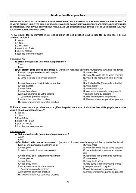 QUESTIONNAIRE ENVEFF 2000 - Ined