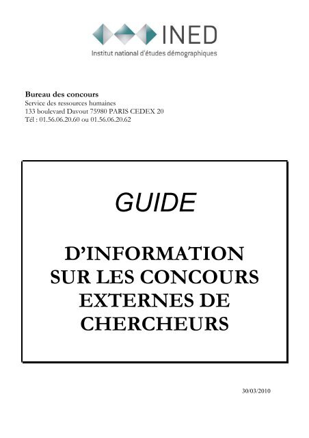 d'information sur les concours externes de chercheurs - Ined