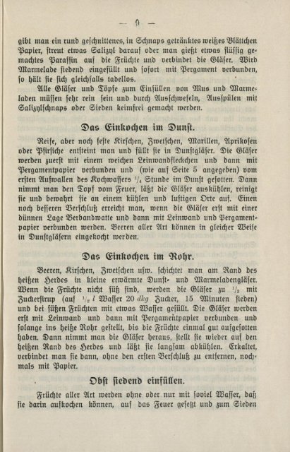 Das Einkochen der Früchte ohne und mit wenig Zucker von 1918