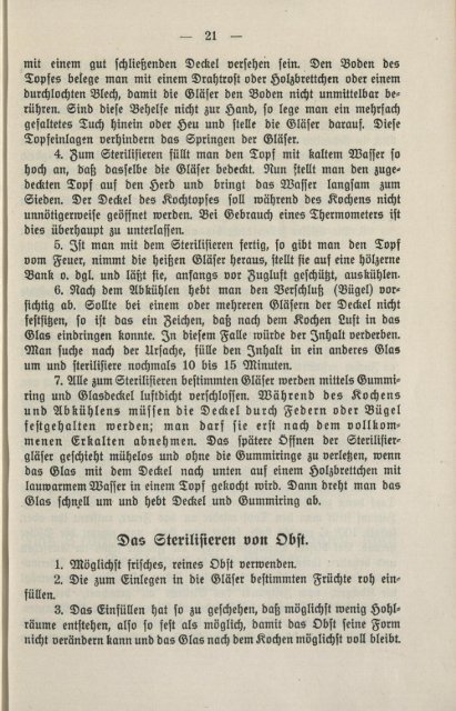 Das Einkochen der Früchte ohne und mit wenig Zucker von 1918