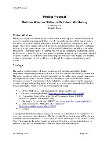 Project Proposal Outdoor Weather Station with ... - Atomic Rhubarb