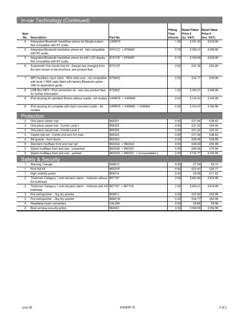 Expert III accessory brochure & price list June 2009.pdf - Robins & Day