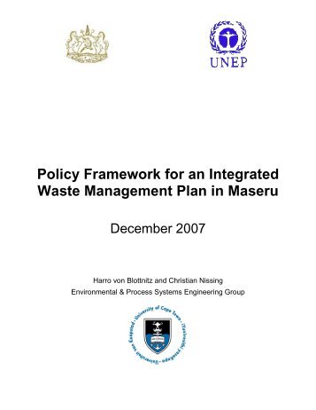 Policy Framework for an Integrated Waste Management Plan in ...