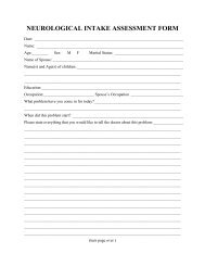 NEUROLOGICAL INTAKE ASSESSMENT FORM