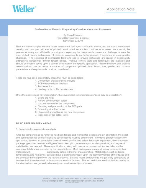 Surface Mount Rework - Preparatory Considerations and Processes