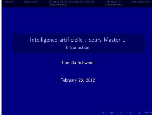 Intelligence artificielle : cours Master 1 - Introduction