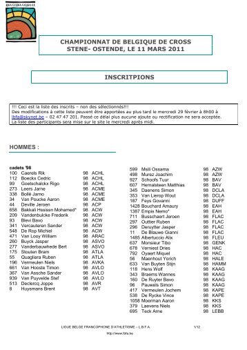 championnat de belgique de cross stene- ostende, le 11 ... - Lbfa.be