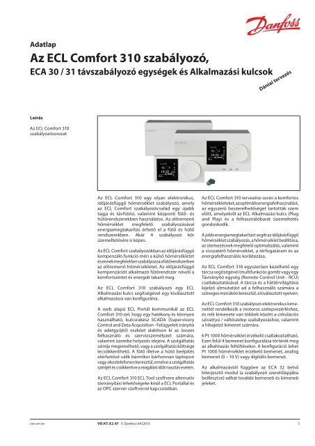 ECL Comfort 310 controller and remote control unit ECA 30 / 31