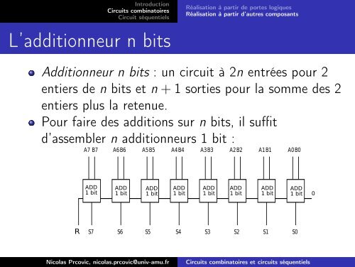 Automates et circuits : Circuits combinatoires et circuits sÃ©quentiels