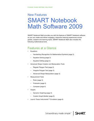 New Features in SMART Notebook Math Software 2009
