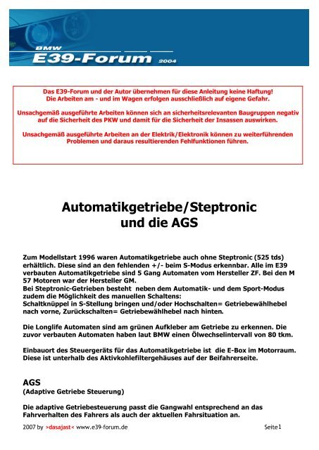 Automatikgetriebe/Steptronic und die AGS