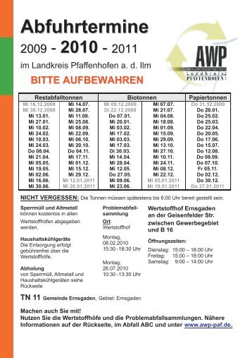 Abfuhrtermine - Ernsgaden