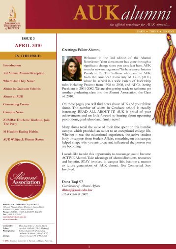 Alumni Newsletter, Issue 3 (May 2010) - AUK