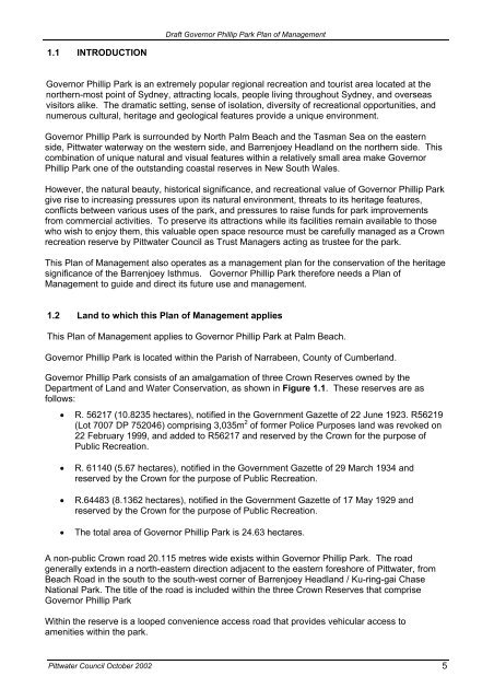 Governor Phillip Park Plan of Management - Pittwater Council ...