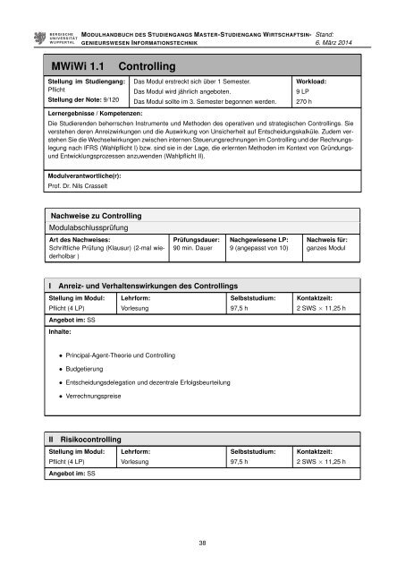 Modulhandbuch des Studiengangs Master-Studiengang ...