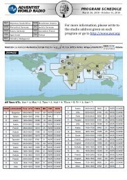 AWR Broadcast Schedule A10 - BCL - SWL