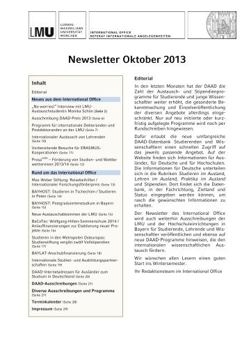 Newsletter Oktober 2013 - LMU MÃ¼nchen