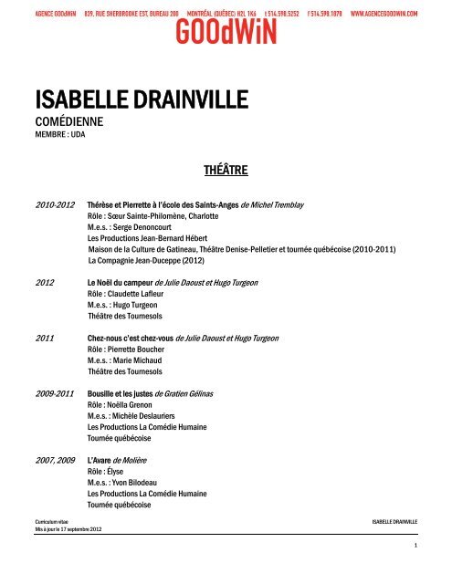 ISABELLE DRAINVILLE - Agence Goodwin